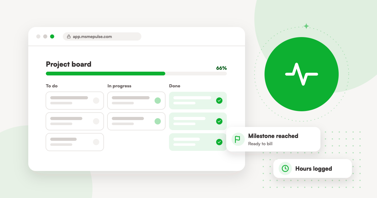 Illustration: a project board with tasks in progress in MSMEPulse.